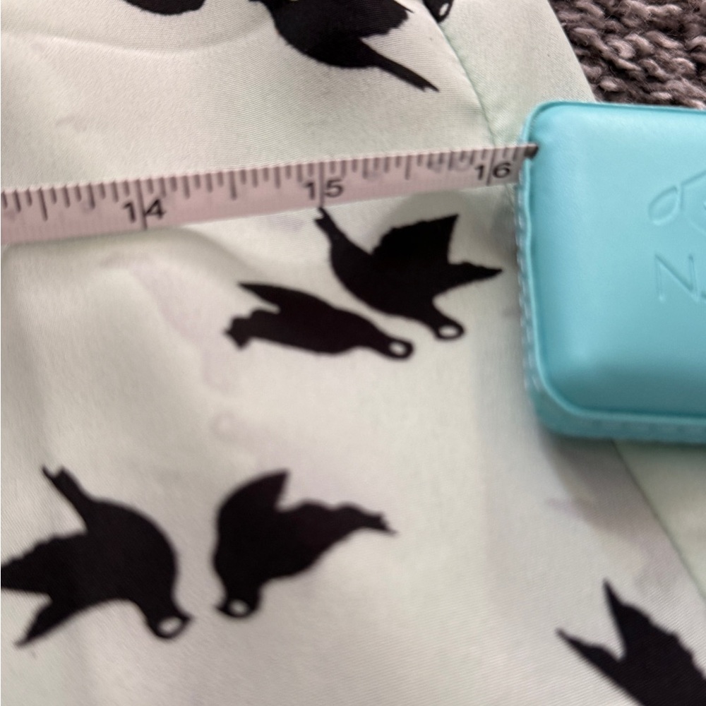 Chic Black And Mint Bird Pattern Blouse - image 8